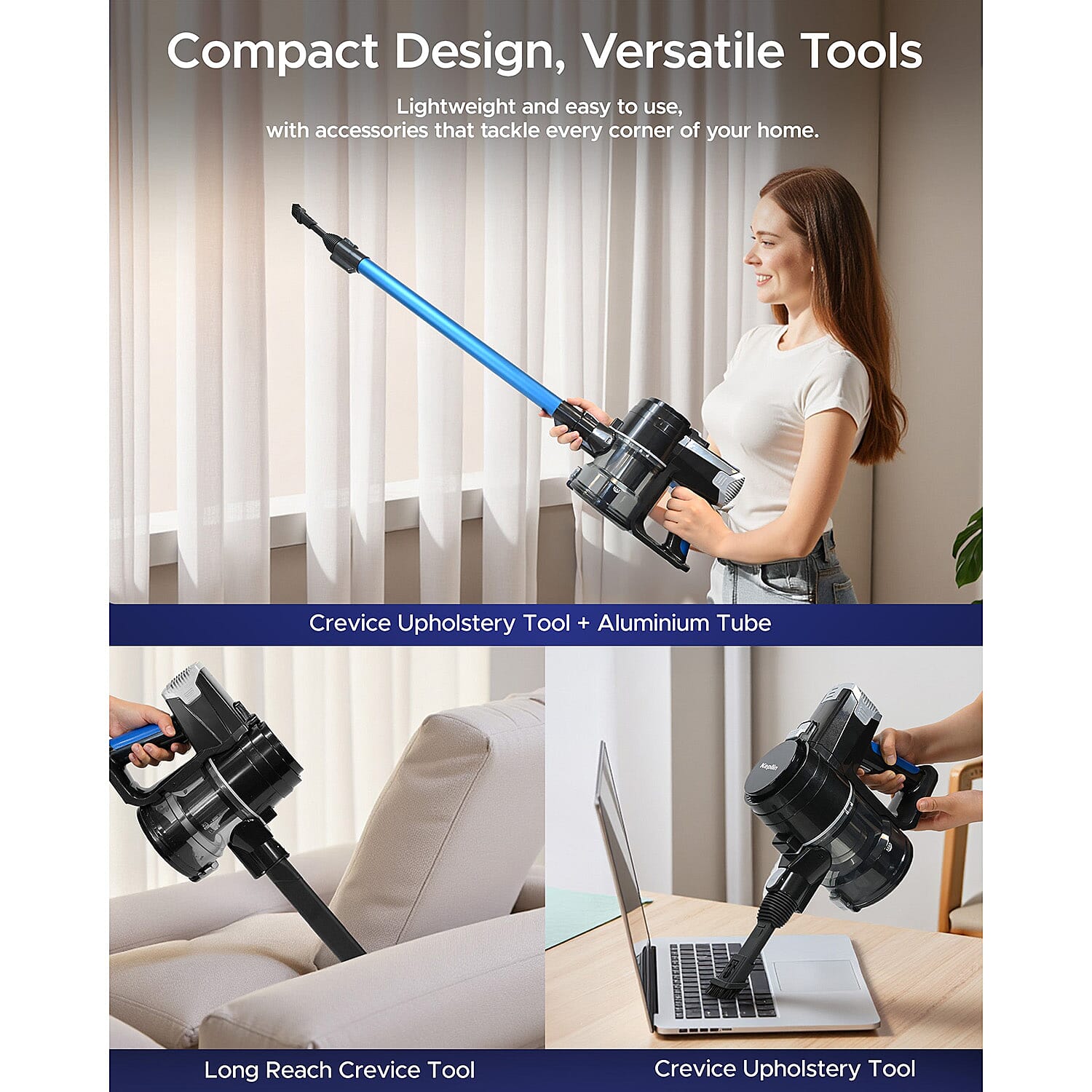 BEST SELLER - Keplin 150W Cordless Vacuum Cleaner - Aluminium Lightweight, 2 Speed, 40 Min Runtime, Hepa Filter, Motorised Floor Tool, 0.8L Capacity BEST SELLER - Keplin 150W Cordless Vacuum Cleaner - Aluminium Lightweight, 2 Speed, 40 Min Runtime, Hepa Filter, Motorised Floor Tool, 0.8L Capacity