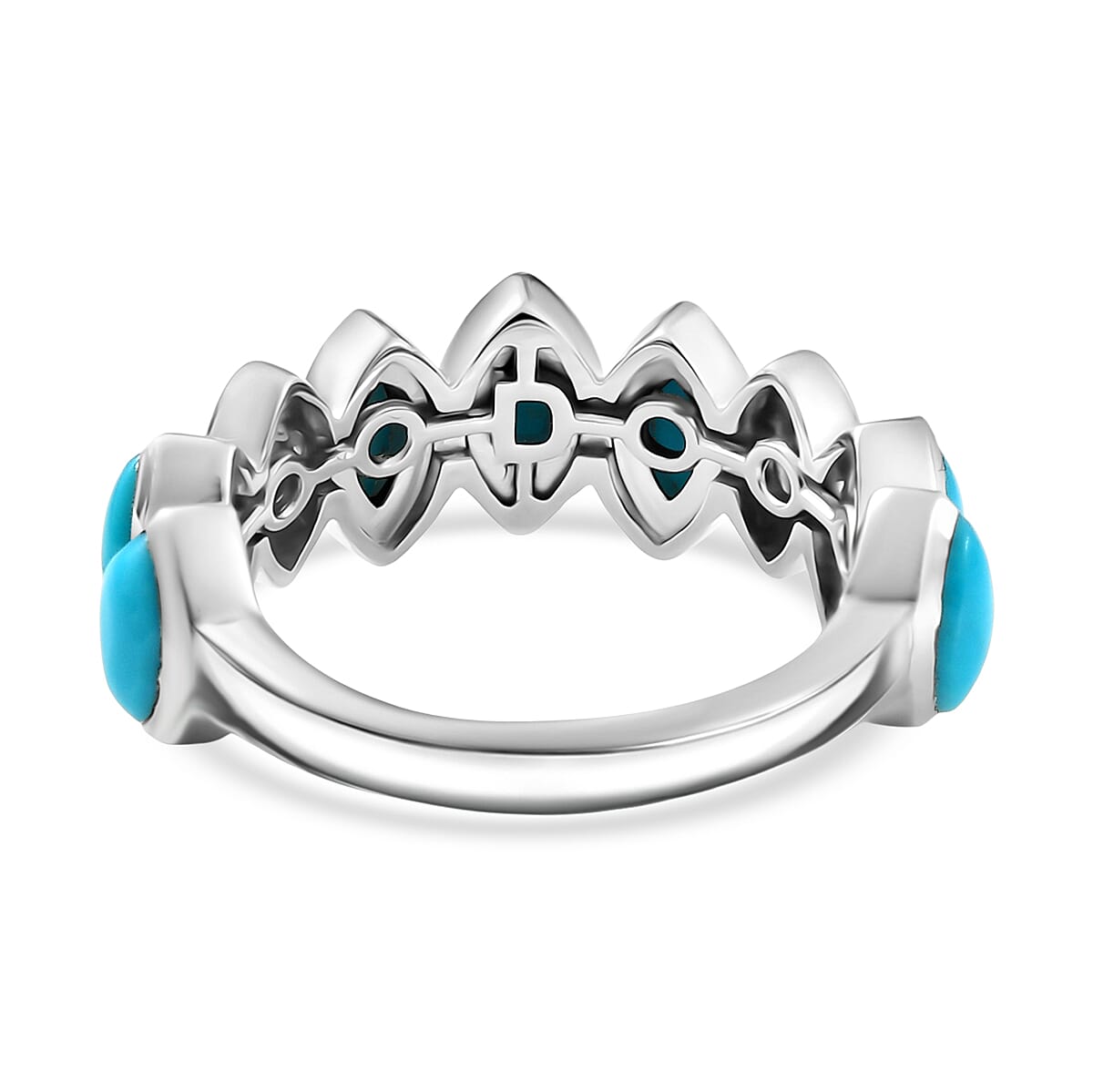 D'joy Sleeping Beauty Turquoise Ring in Platinum Overlay Sterling Silver 2.20 Ct.