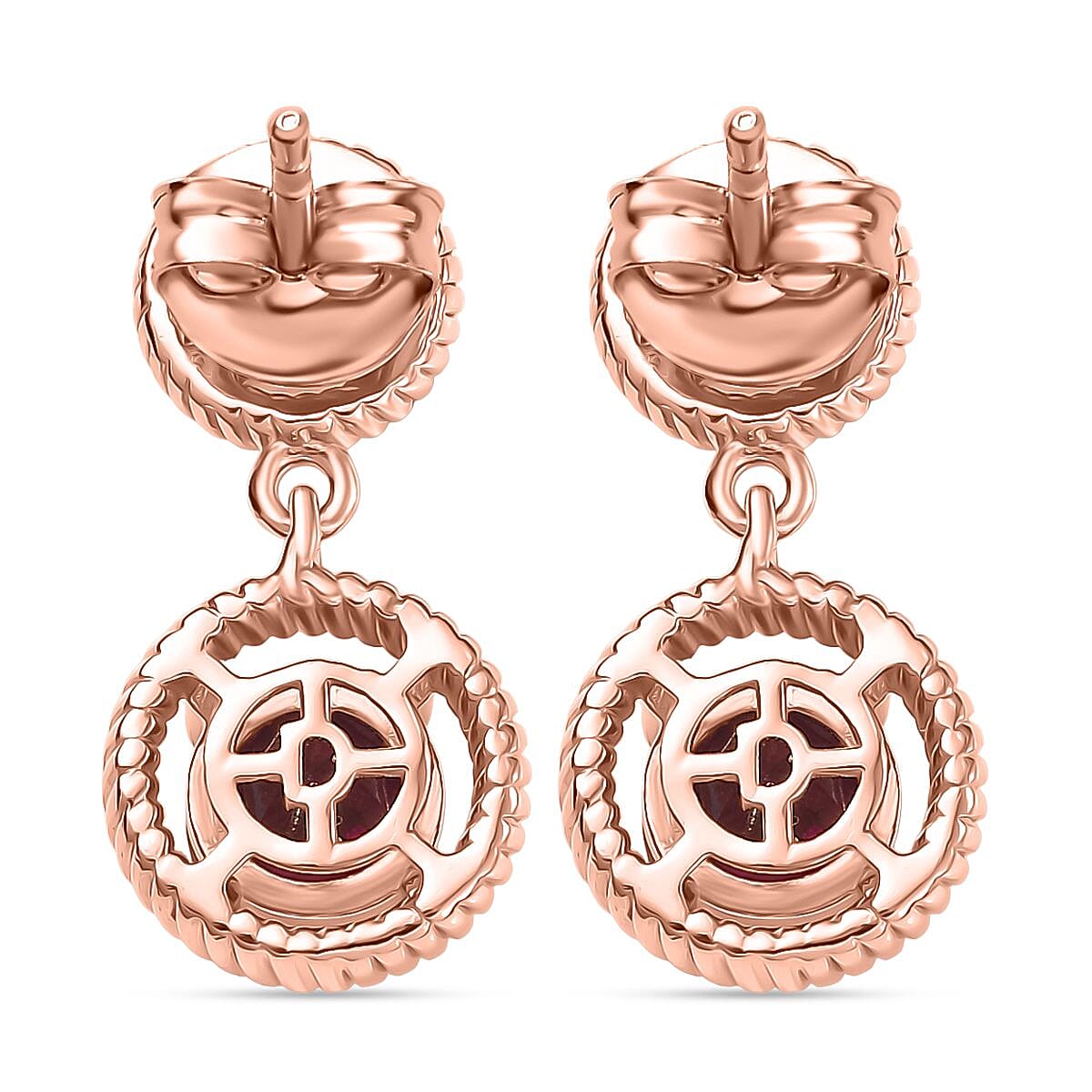 Djoy Orissa Rhodolite Garnet Dangling Earring with Push Back in 18K Rose Gold Plating Sterling Silver 2.71 Ct. Djoy Orissa Rhodolite Garnet Dangling Earring with Push Back in 18K Rose Gold Plating Sterling Silver 2.71 Ct.