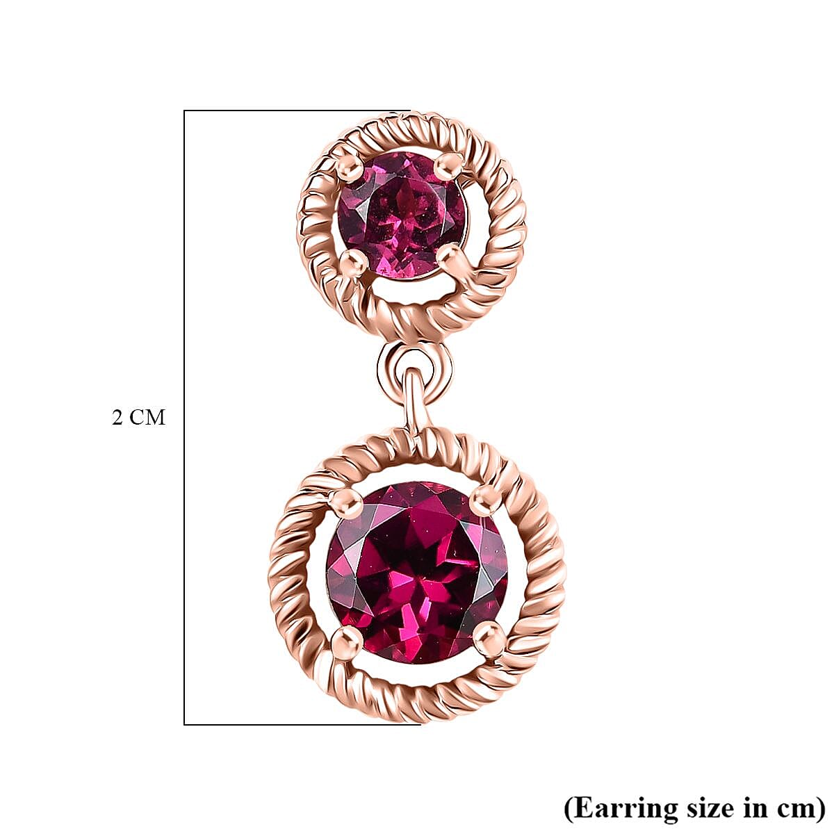 Djoy Orissa Rhodolite Garnet Dangling Earring with Push Back in 18K Rose Gold Plating Sterling Silver 2.71 Ct. Djoy Orissa Rhodolite Garnet Dangling Earring with Push Back in 18K Rose Gold Plating Sterling Silver 2.71 Ct.