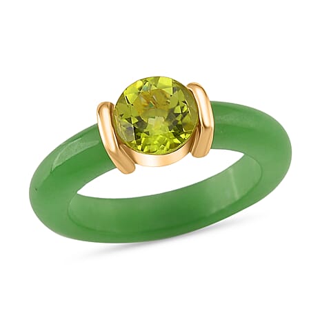 D’joy Peridot, Green Jade Fancy Ring in 18K YG PlatingSterling Silver  10.450  Ct.