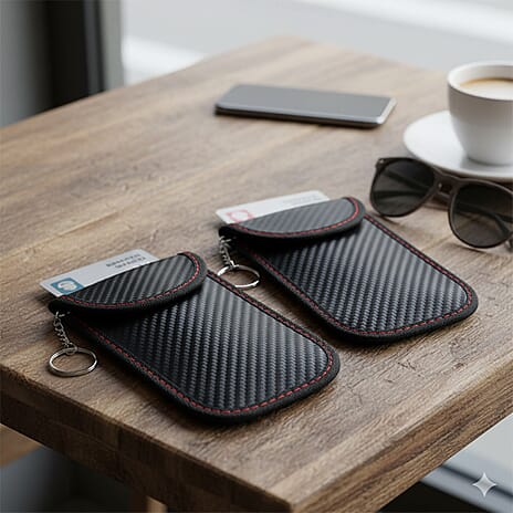 Set of 2 Black RFID Anti-Magnetic Card Holders (Size 14.5x9 cm) - Black