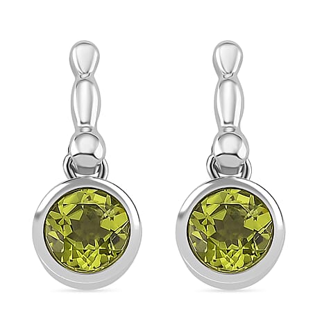 D joy Peridot Fancy Earring in Rhodium OverlaySterling Silver  1.840  Ct