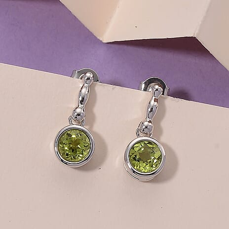 D joy Peridot Fancy Earring in Rhodium OverlaySterling Silver  1.840  Ct