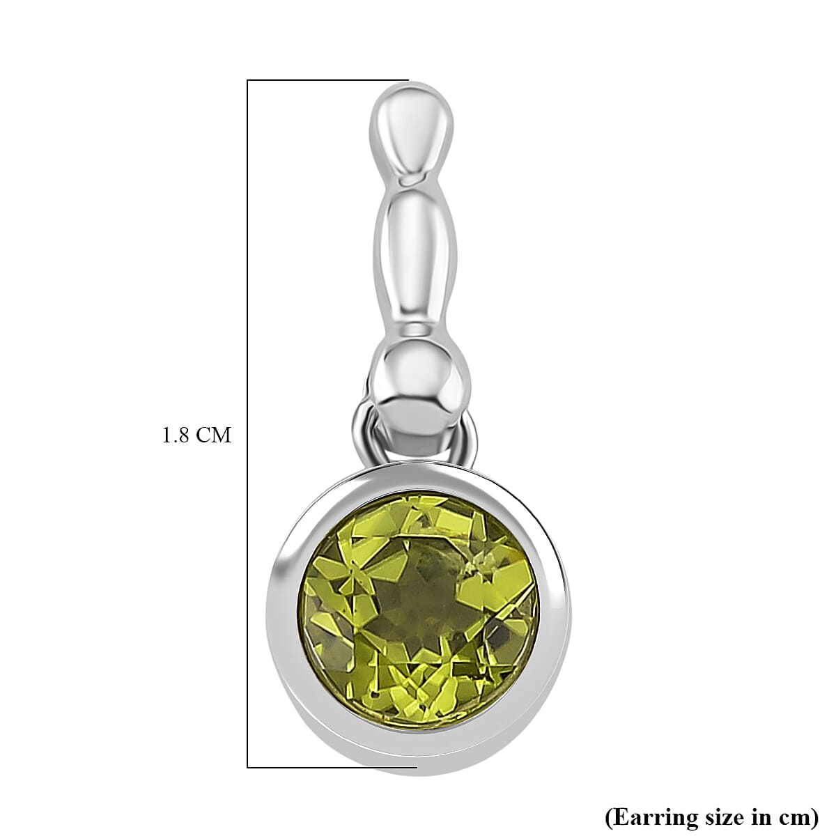D'joy Peridot Earring with Push Back in Rhodium Overlay Sterling Silver 1.84 Ct.