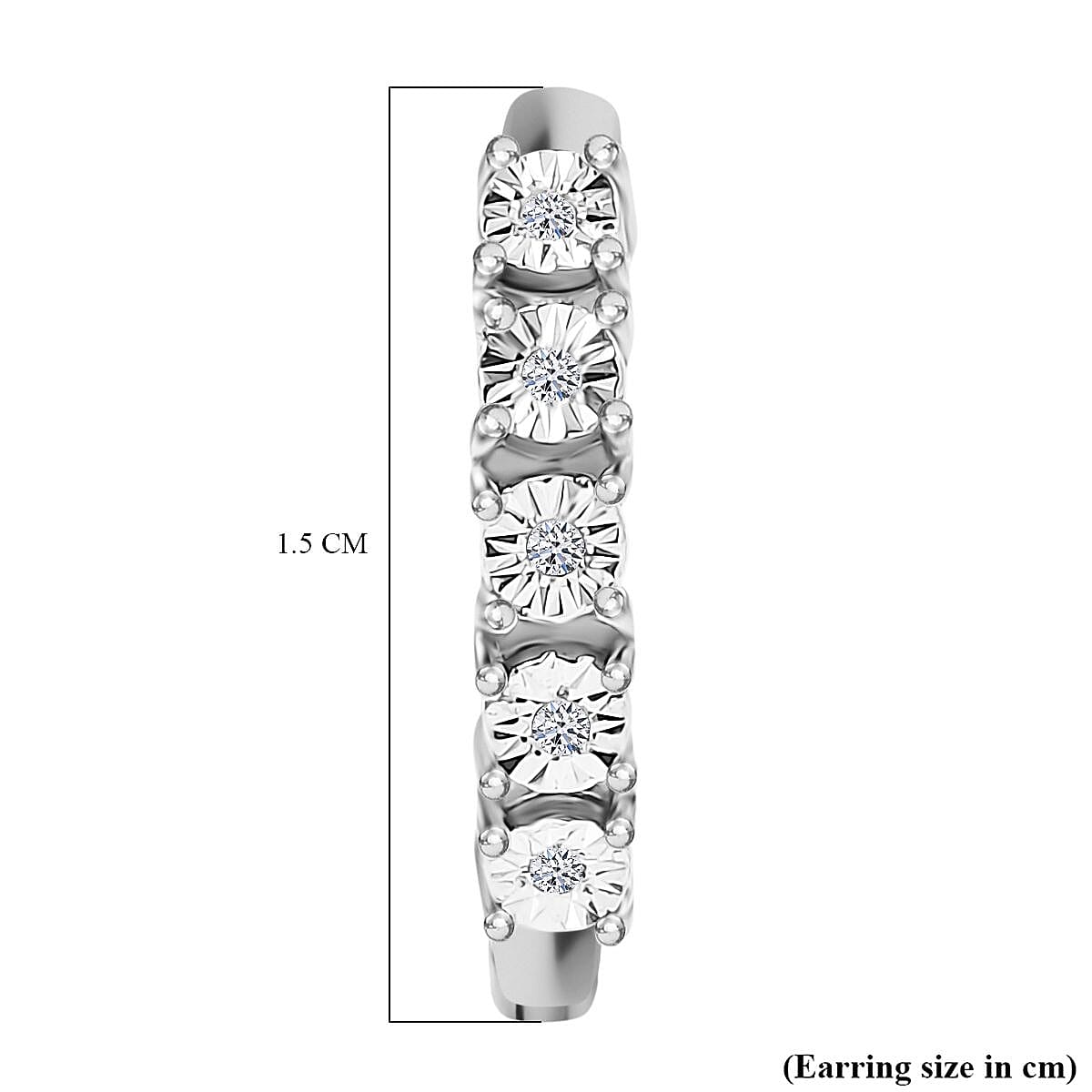 Natural White Diamond Full Hoop Earring Platinum Overlay Sterling Silver