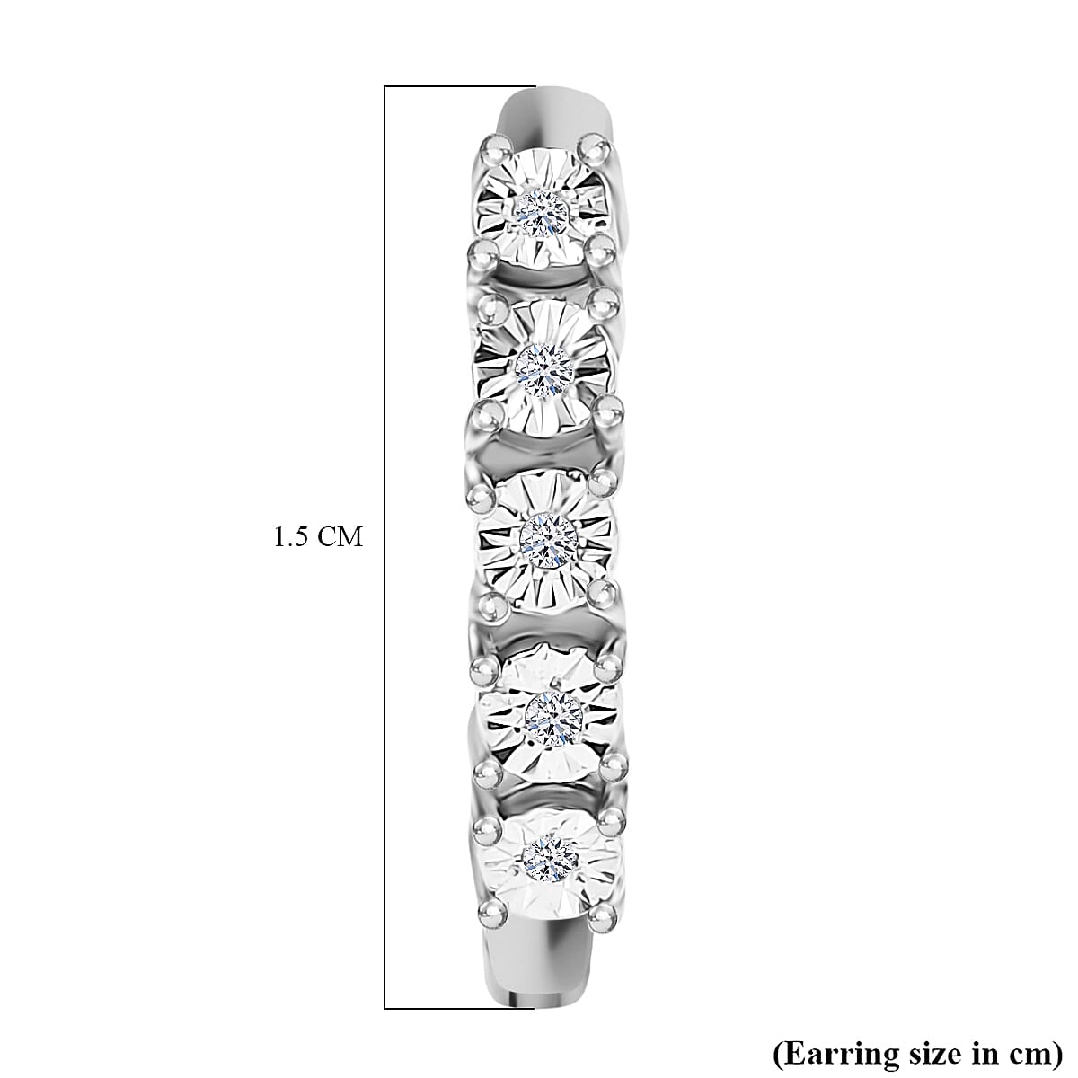 Natural White Diamond Full Hoop Earring Platinum Overlay Sterling Silver