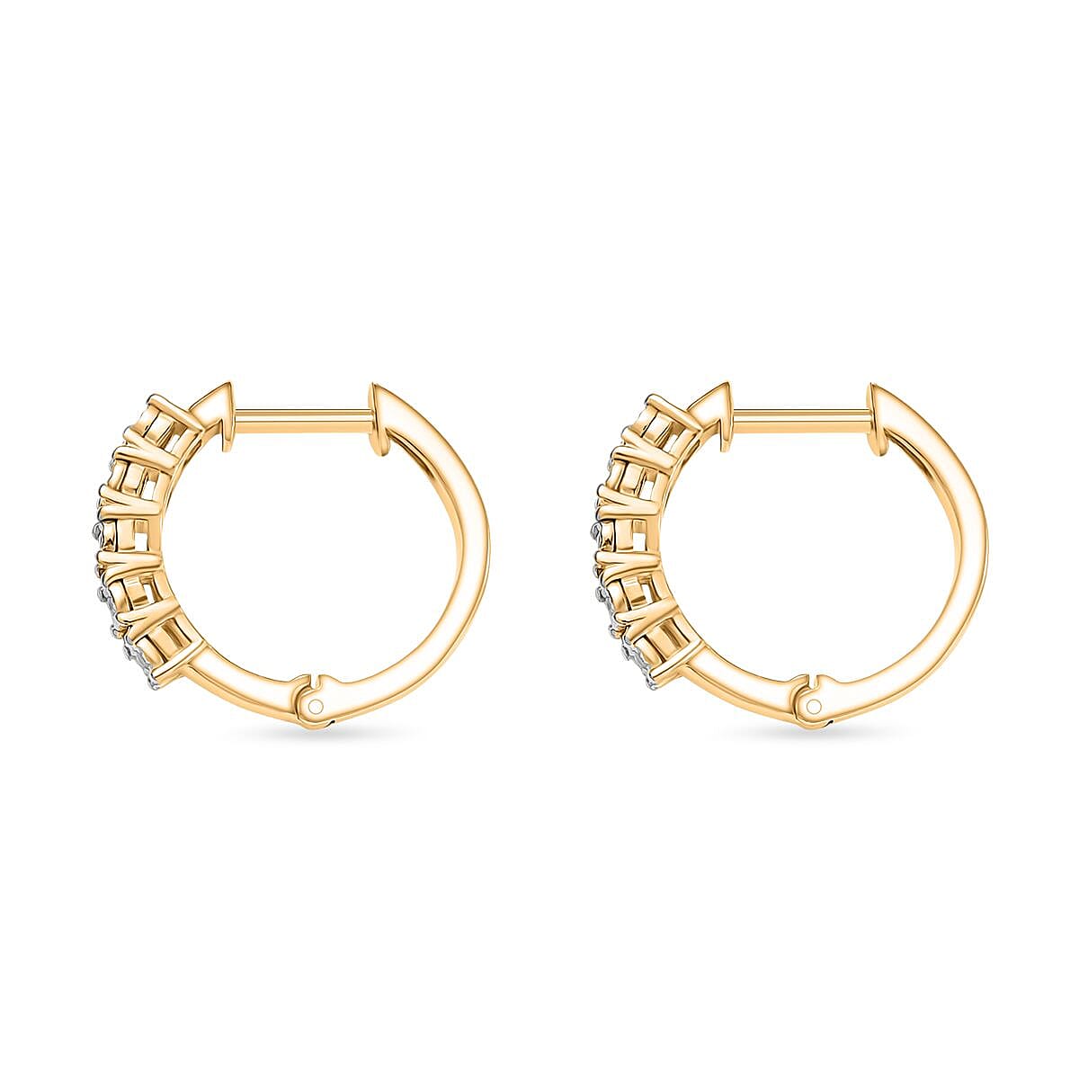Natural White Diamond Full Hoop Earring in 18K Yellow Gold Plated Sterling Silver