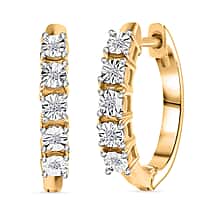 D&rsquo;joy White Diamond Full Hoop Earring in 18K Vermeil Yellow Gold Over Sterling Silver