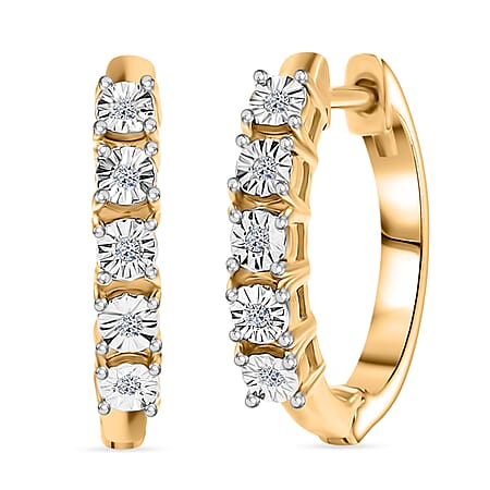 D&rsquo;joy White Diamond Full Hoop Earring in 18K Vermeil Yellow Gold Over Sterling Silver