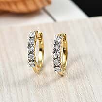 D&rsquo;joy White Diamond Full Hoop Earring in 18K Vermeil Yellow Gold Over Sterling Silver