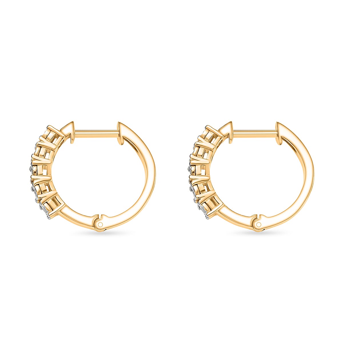 Natural White Diamond Full Hoop Earring in 18K Yellow Gold Plated Sterling Silver