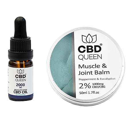 CBD Queen 2000mg Broad Oil (Peppermint) with 50ml 2% Muscle and Joint Balm
