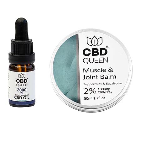 CBD Queen 2000mg Broad Oil (Peppermint) with 50ml 2% Muscle and Joint Balm CBD Queen 2000mg Broad Oil (Peppermint) with 50ml 2% Muscle and Joint Balm