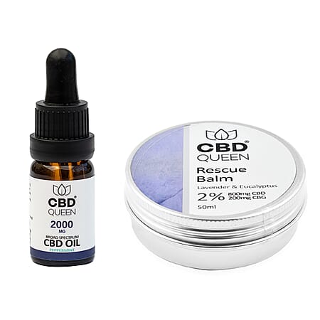 CBD Queen 2000mg Broad Oil (Peppermint) with 50ml 2% Rescue Balm