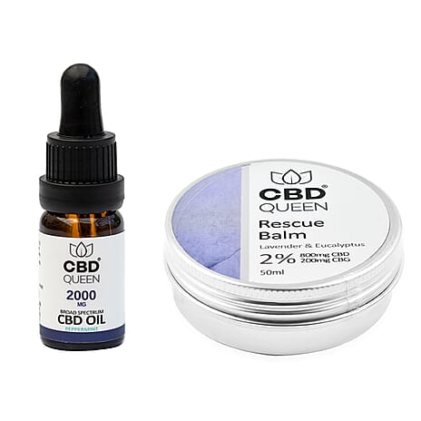 CBD Queen 2000mg Broad Oil (Peppermint) with 50ml 2% Rescue Balm