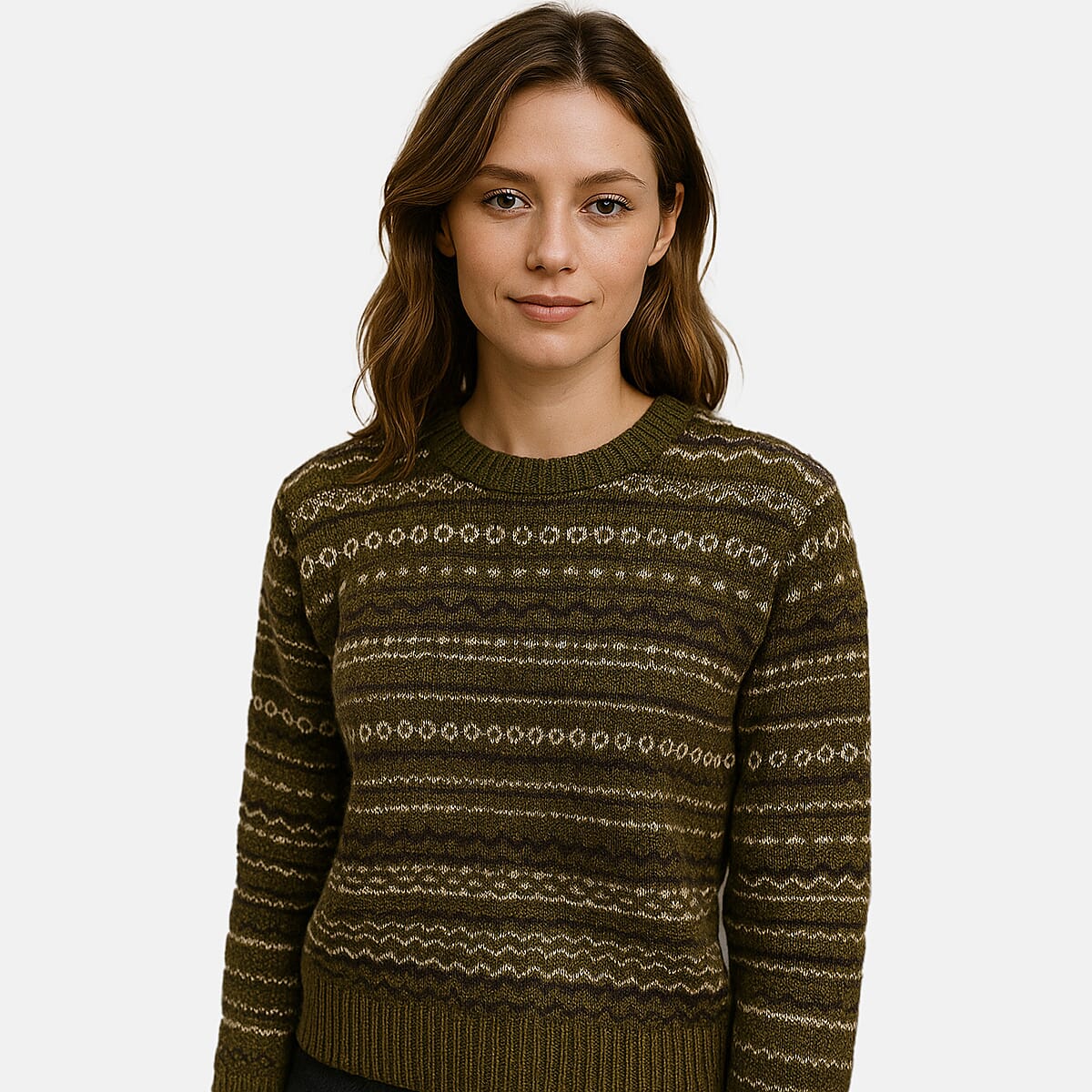 Pure And Natural Jacquard Boucle Jumper (Size XL) - Green