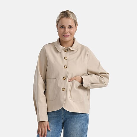 - Maisi Lightweight Short Trench Coat (Size L) - Beige