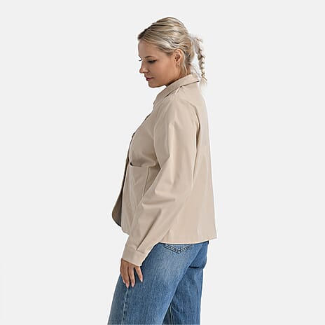 - Maisi Lightweight Short Trench Coat (Size L) - Beige