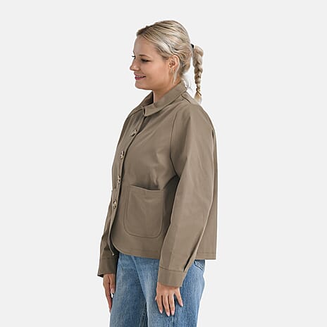 - Maisi Lightweight Short Trench Coat (Size L) - Light Khaki