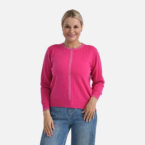 - Maisi R-Neck Jumper (Size - S, 8 to 10) - Pink