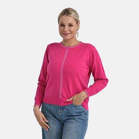 - Maisi R-Neck Jumper (Size - S, 8 to 10) - Pink