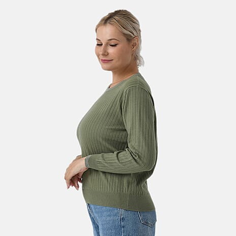 - Maisi R-Neck Jumper (Size - S, 8 to 10) - Green