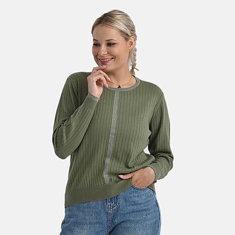 - Maisi R-Neck Jumper (Size - S, 8 to 10) - Green