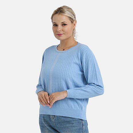 - Maisi R-Neck Jumper (Size - S, 8 to 10) - Blue
