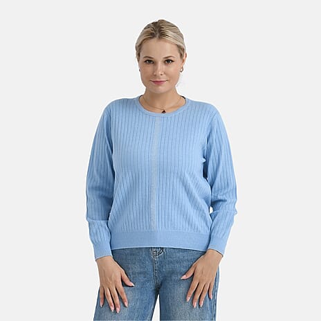 - Maisi R-Neck Jumper (Size - L, 16 to 18) - Blue