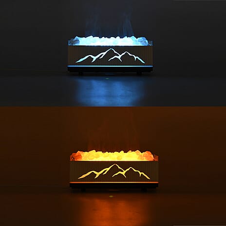 Bliss and Beyond Double Spray Diffuser with 10 Oils, Himalayan Salt Rocks - USB 5V Essential Oil Humidifier with Timer - 2-Colour LED Light - White