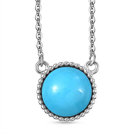 D'joy Sleeping Beauty Turquoise Necklace (Size - 20) with Lobster Clasp in Platinum Overlay Sterling Silver 2.39 Ct.