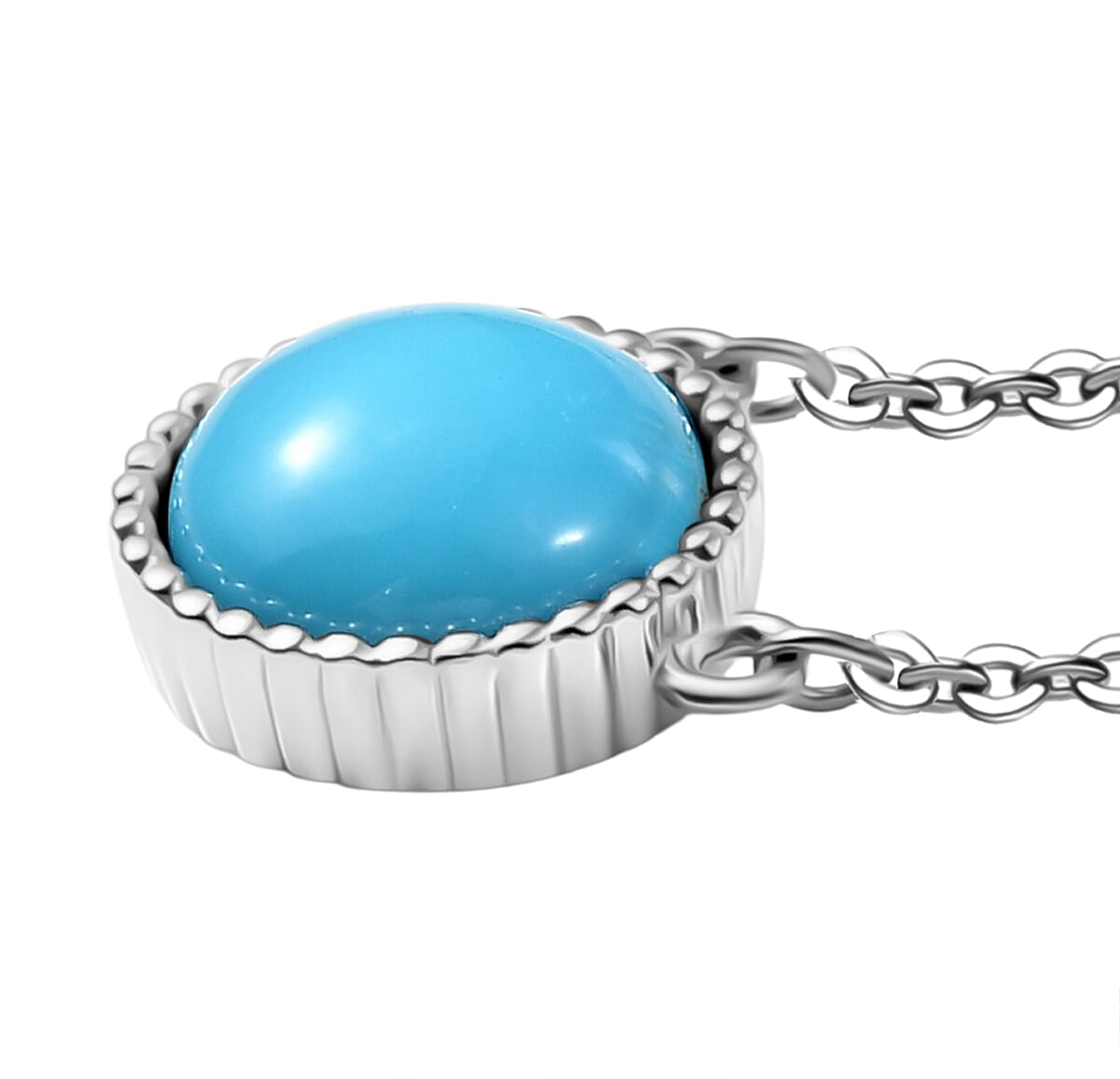 D'joy Sleeping Beauty Turquoise Necklace (Size - 20) with Lobster Clasp in Platinum Overlay Sterling Silver 2.39 Ct.