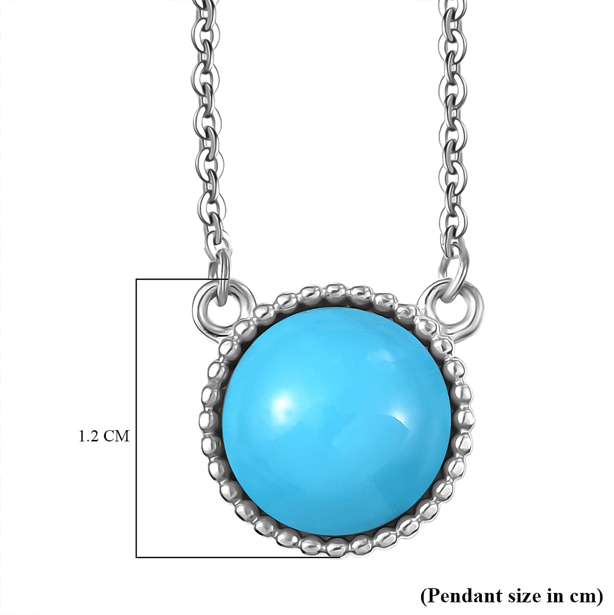 D'joy Sleeping Beauty Turquoise Necklace (Size - 20) with Lobster Clasp in Platinum Overlay Sterling Silver 2.39 Ct.