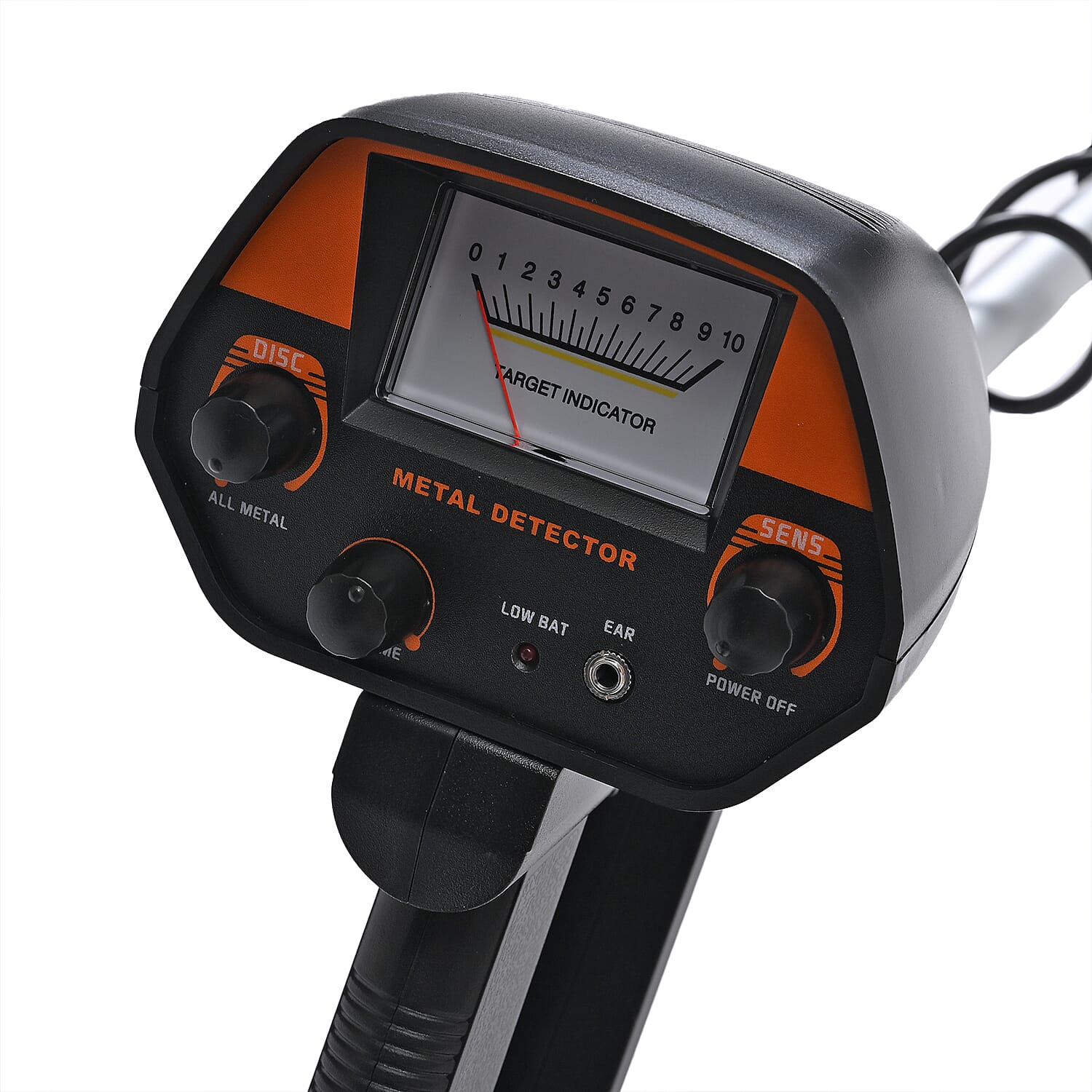 Handheld Metal Detector - 5.0 KHz Analog Display with 16 cm Search Coil (Battery Powered) - Orange