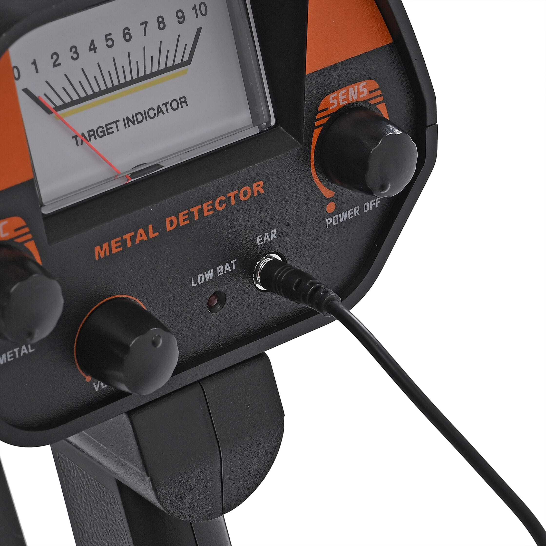 Handheld Metal Detector - 5.0 KHz Analog Display with 16 cm Search Coil (Battery Powered) - Orange