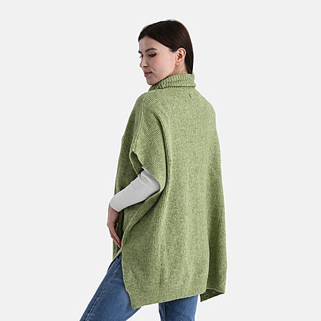 - Maisi High-Neck Poncho Jumper (Size 75 x 70 cm) - Green