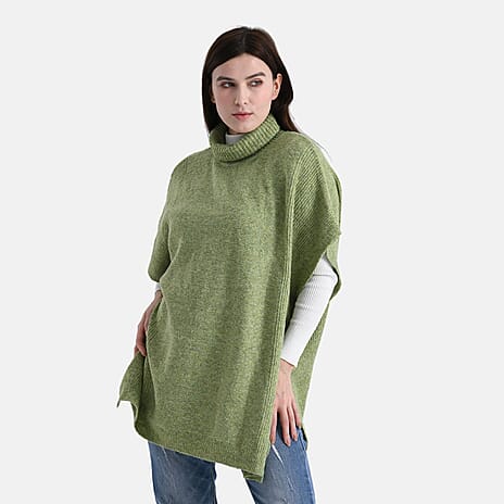 - Maisi High-Neck Poncho Jumper (Size 75 x 70 cm) - Green