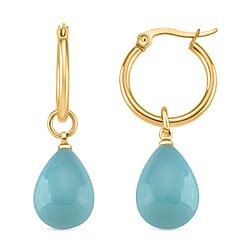 White Shell Pearl Drop Hoop Earrings in Yellow Gold Plated 30.00 Ct.