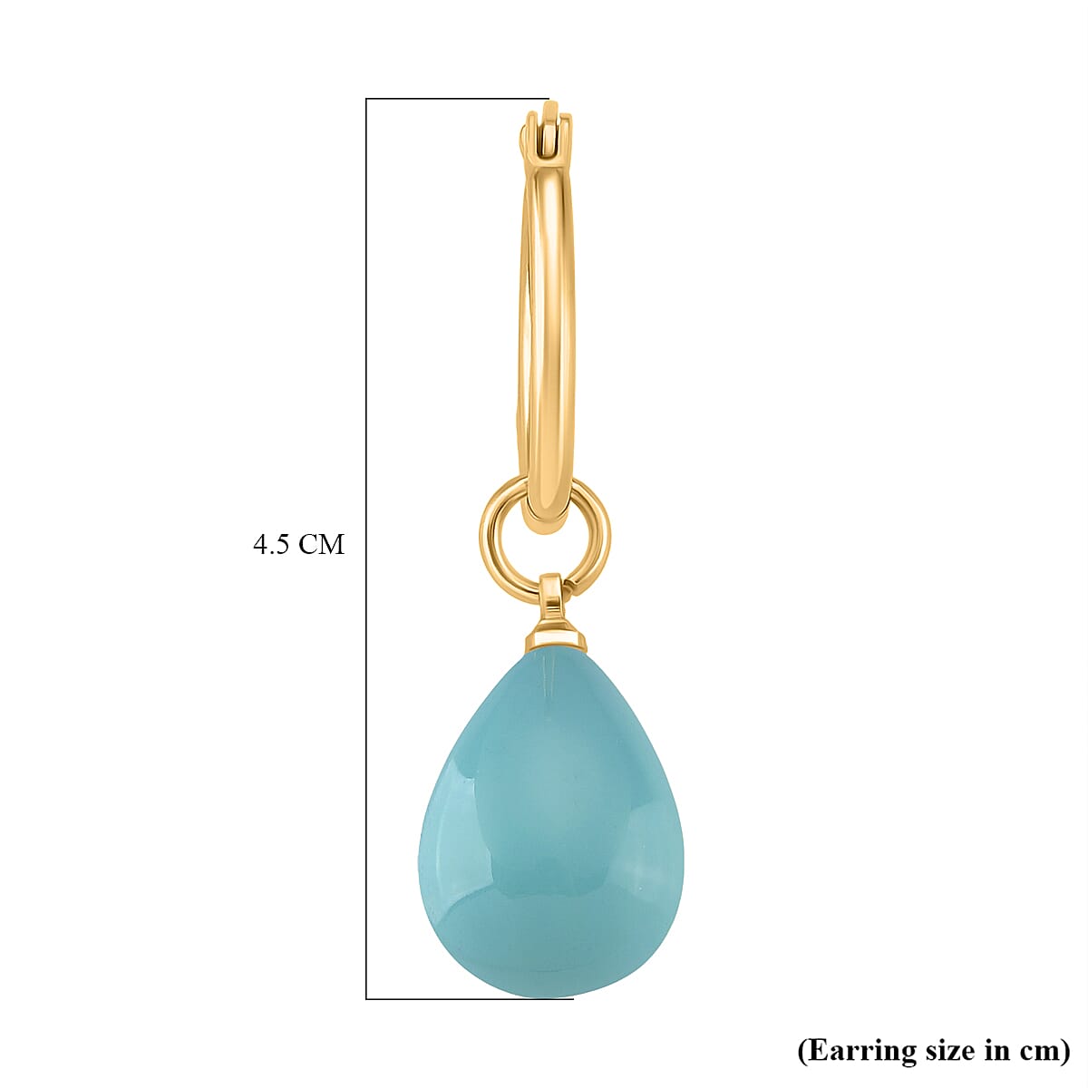 Sleeping Beauty Turquoise Colour Shell Pearl Drop Hoop Earrings in Yellow Gold Plated 30.00 Ct.