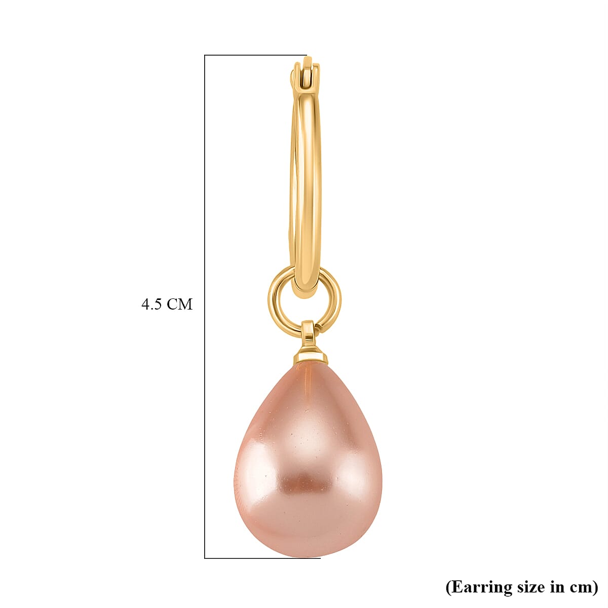 Peach Shell Pearl Drop Hoop Earrings in Yellow Gold Plated 30.00 Ct.