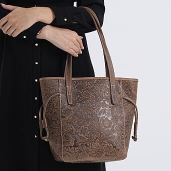 https://tjcuk.sirv.com/Products/82/2/8222299/100-Geniune-Leather-Floral-Embossed-Tote-Bag-Brown_8222299_3.jpg?w=342&h=342