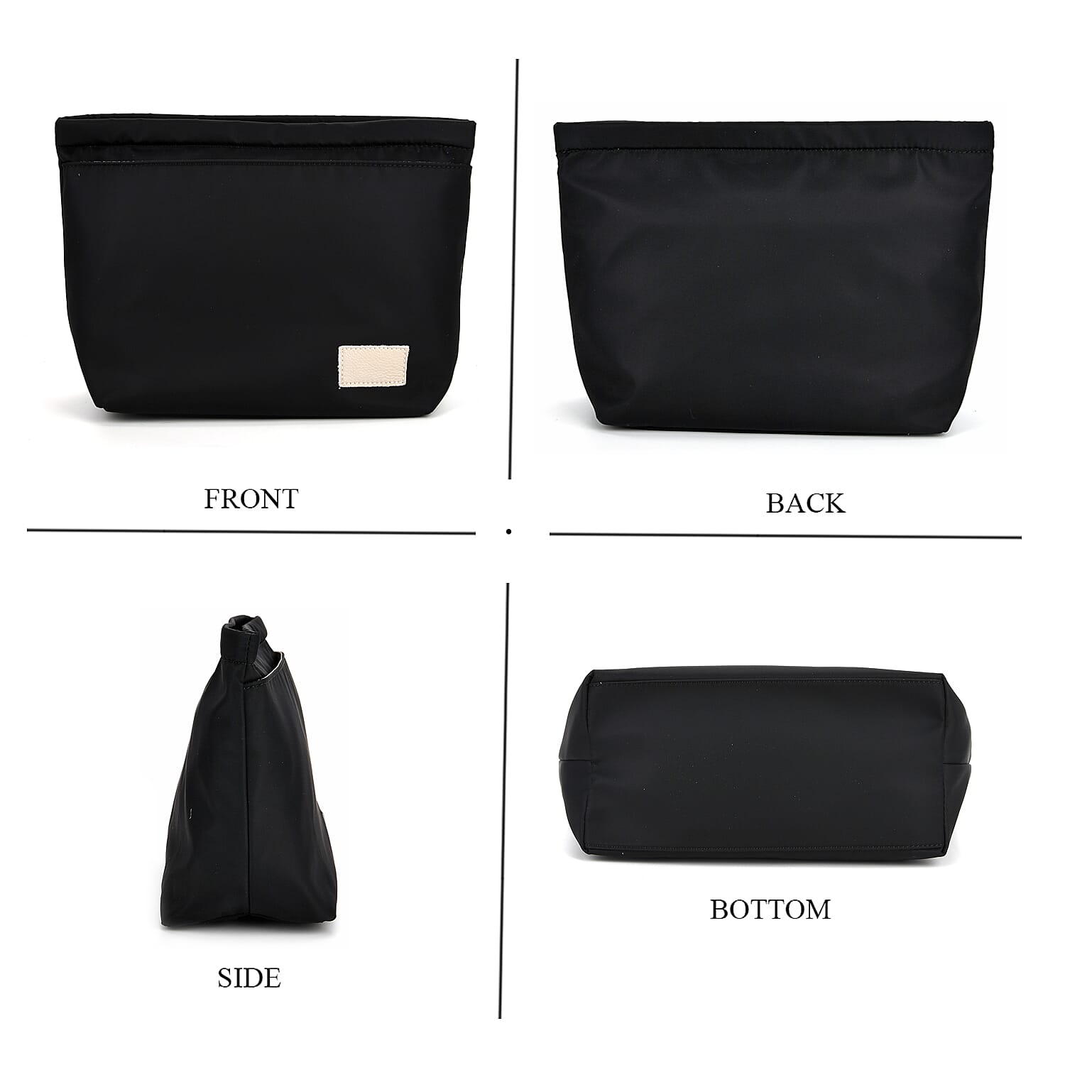 2-in-1 Genuine Leather Tote Bag - Pouch - White