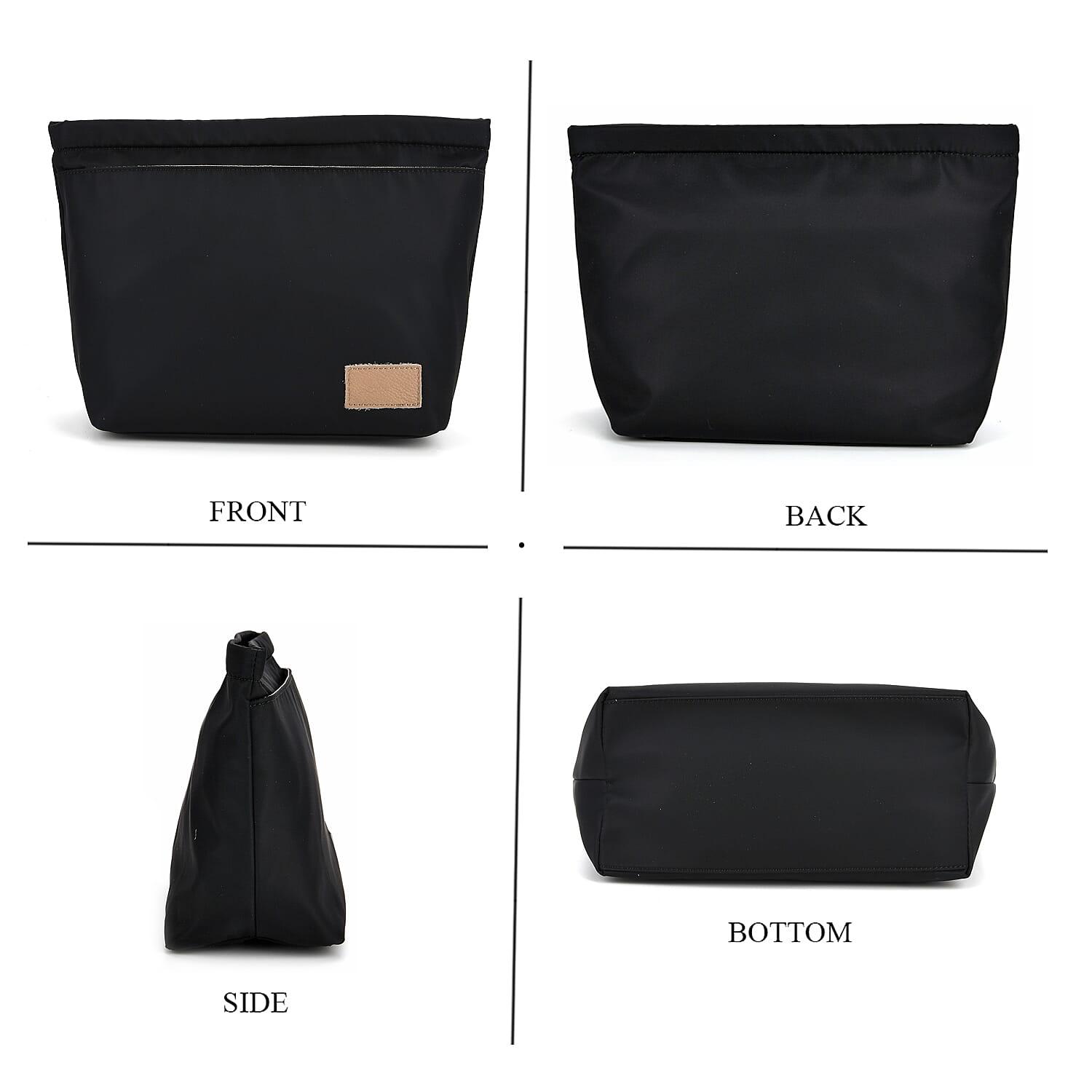 2-in-1 Genuine Leather Tote Bag - Pouch - Light Brown