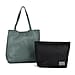 2-in-1 Genuine Leather Tote Bag - Pouch - Dark Grey