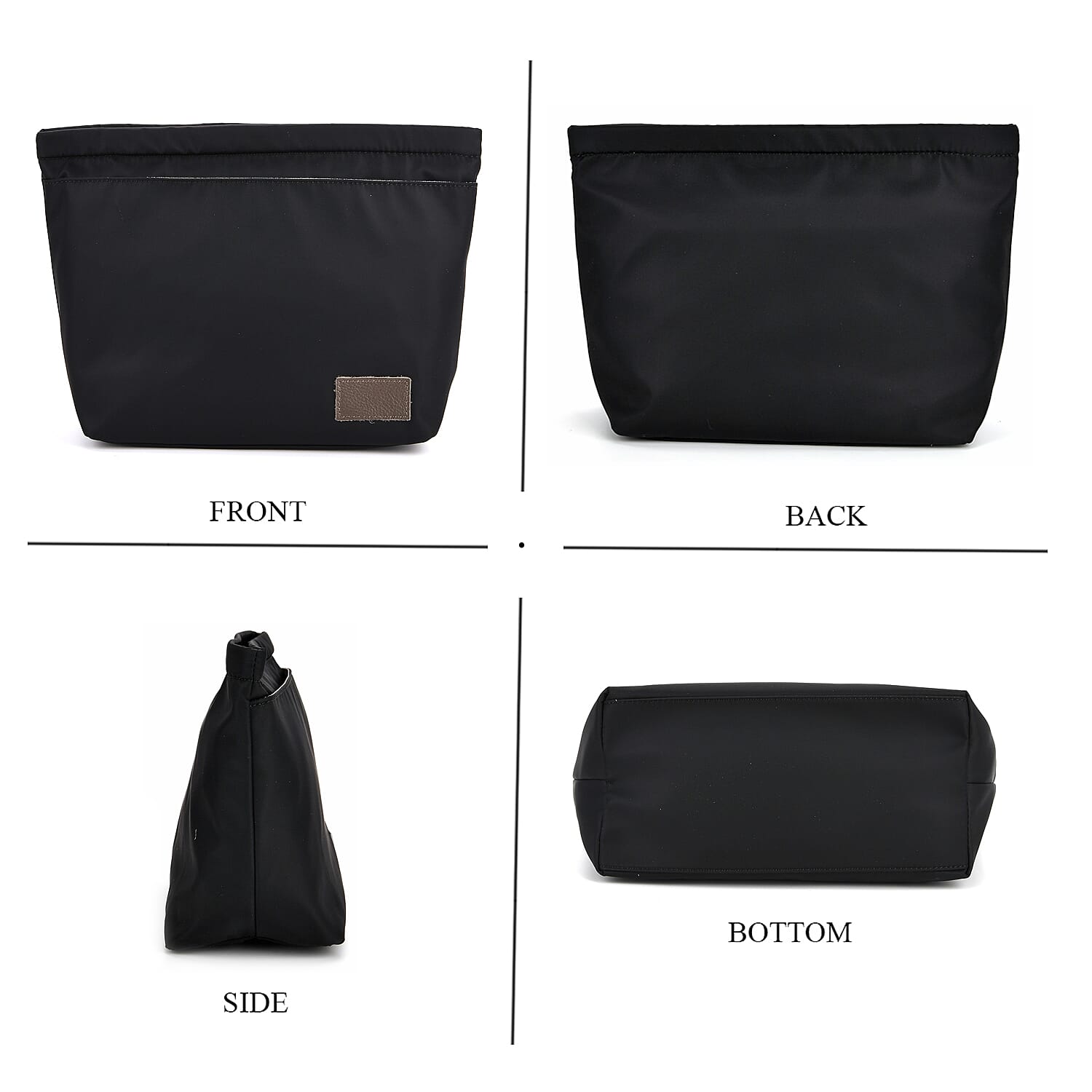 2-in-1 Genuine Leather Tote Bag - Pouch - Dark Grey