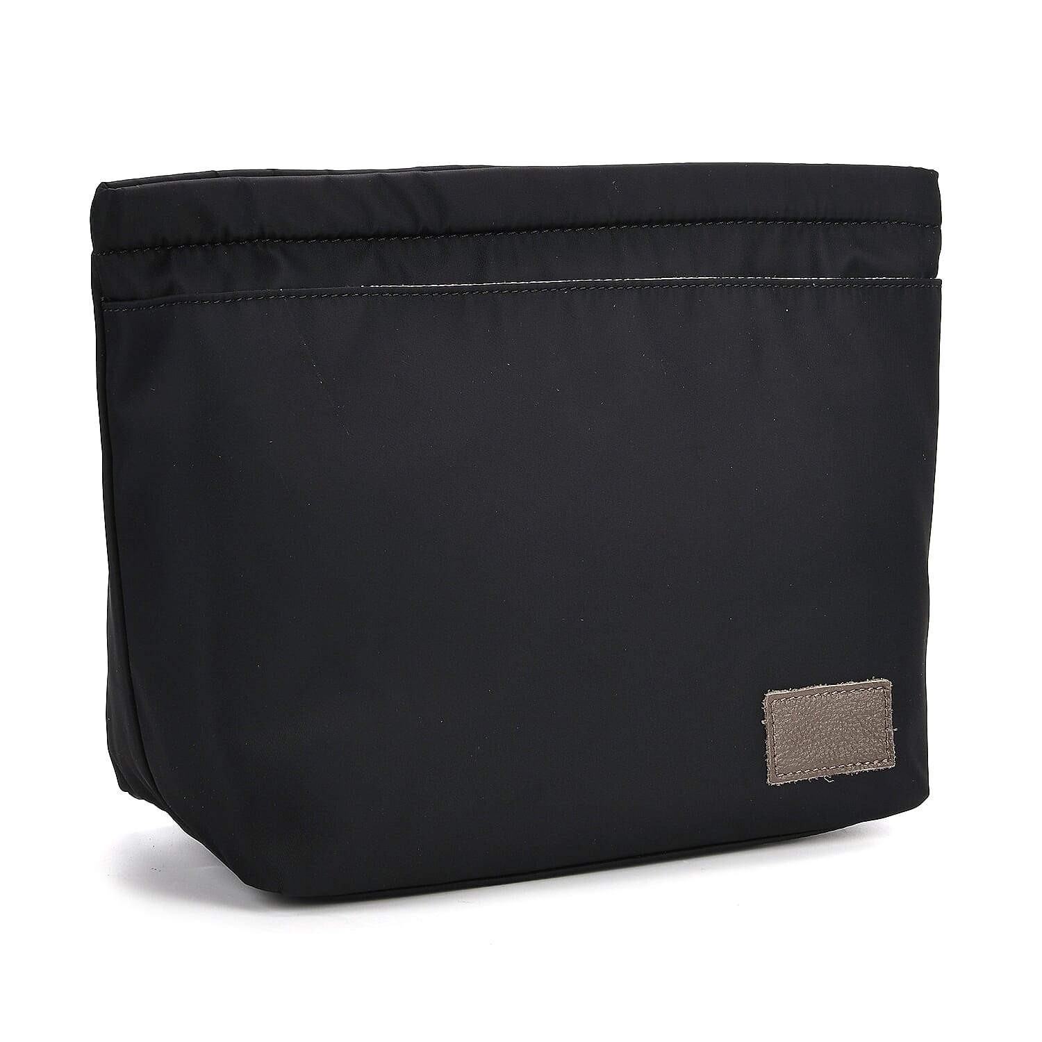 2-in-1 Genuine Leather Tote Bag - Pouch - Dark Grey