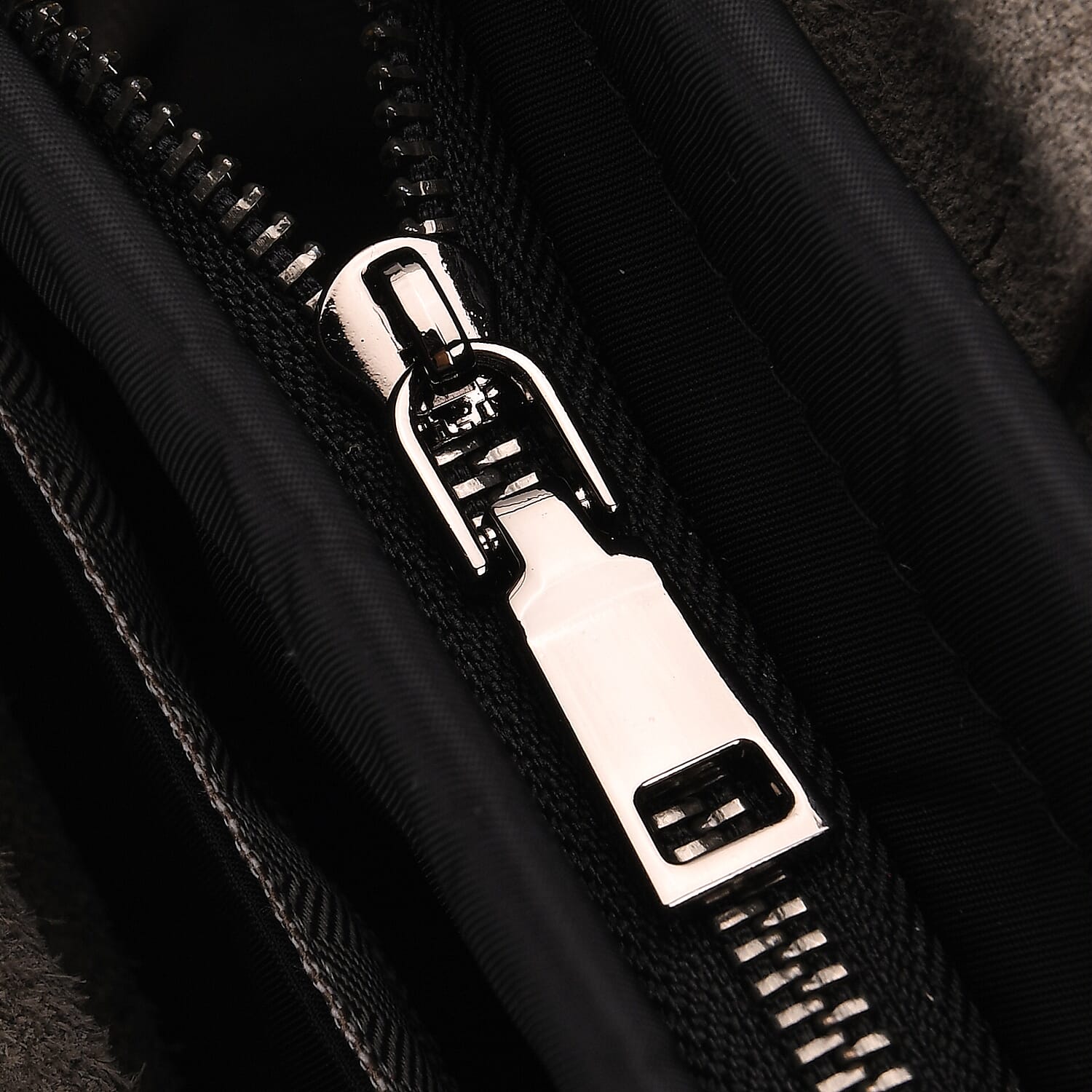 2-in-1 Genuine Leather Tote Bag - Pouch - Dark Grey