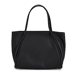 Genuine Leather Tote Bag - Black