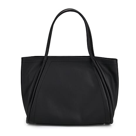 Genuine Leather Tote Bag - Black